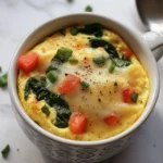 Microwave egg mug with spinach, bell pepper, and cheese