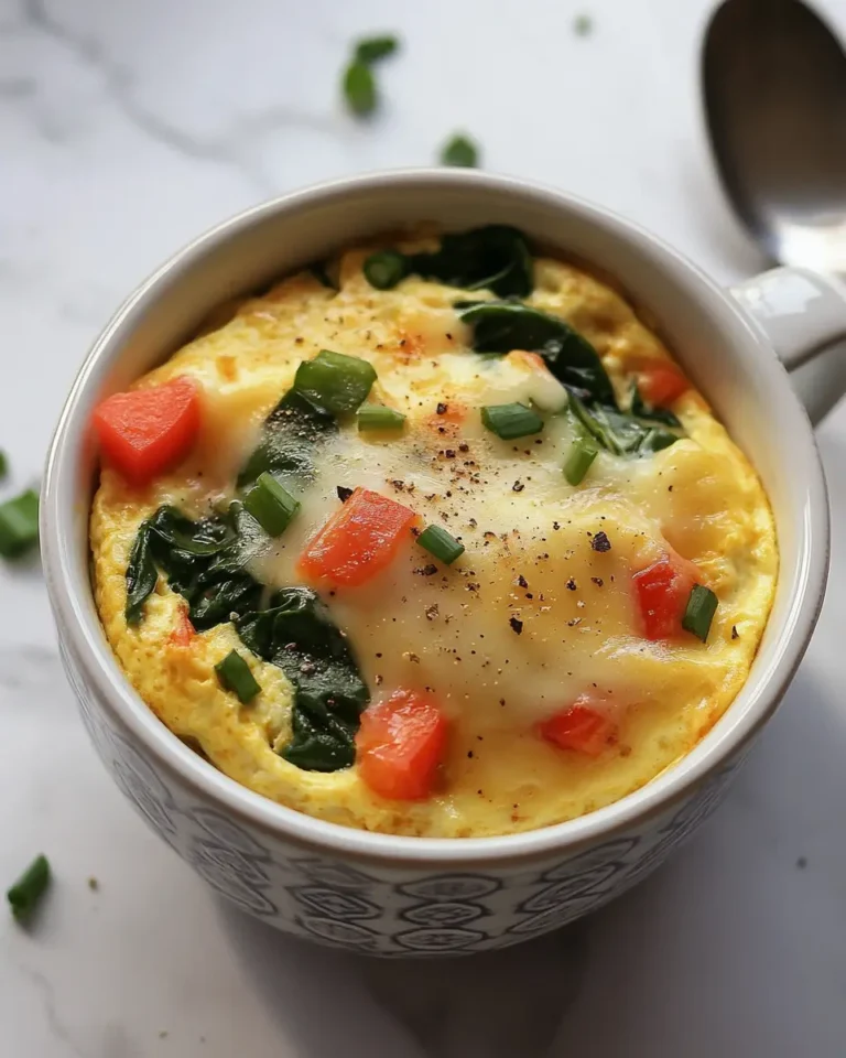 Just Egg Vegan Omelette Mug: A Quick, Cozy Microwave Breakfast 1 Microwave egg mug with spinach, bell pepper, and cheese