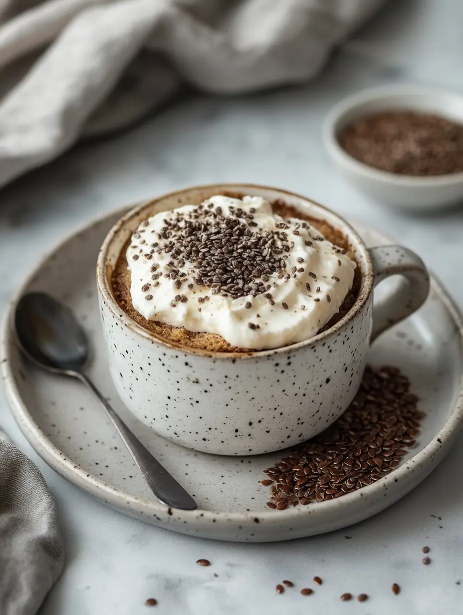 Sugar-Free Pudding Protein Mug Cake – The Ultimate 1-Minute Dessert Fix 6 Vegan sugar-free pudding protein mug cake with whipped cream and chia seeds