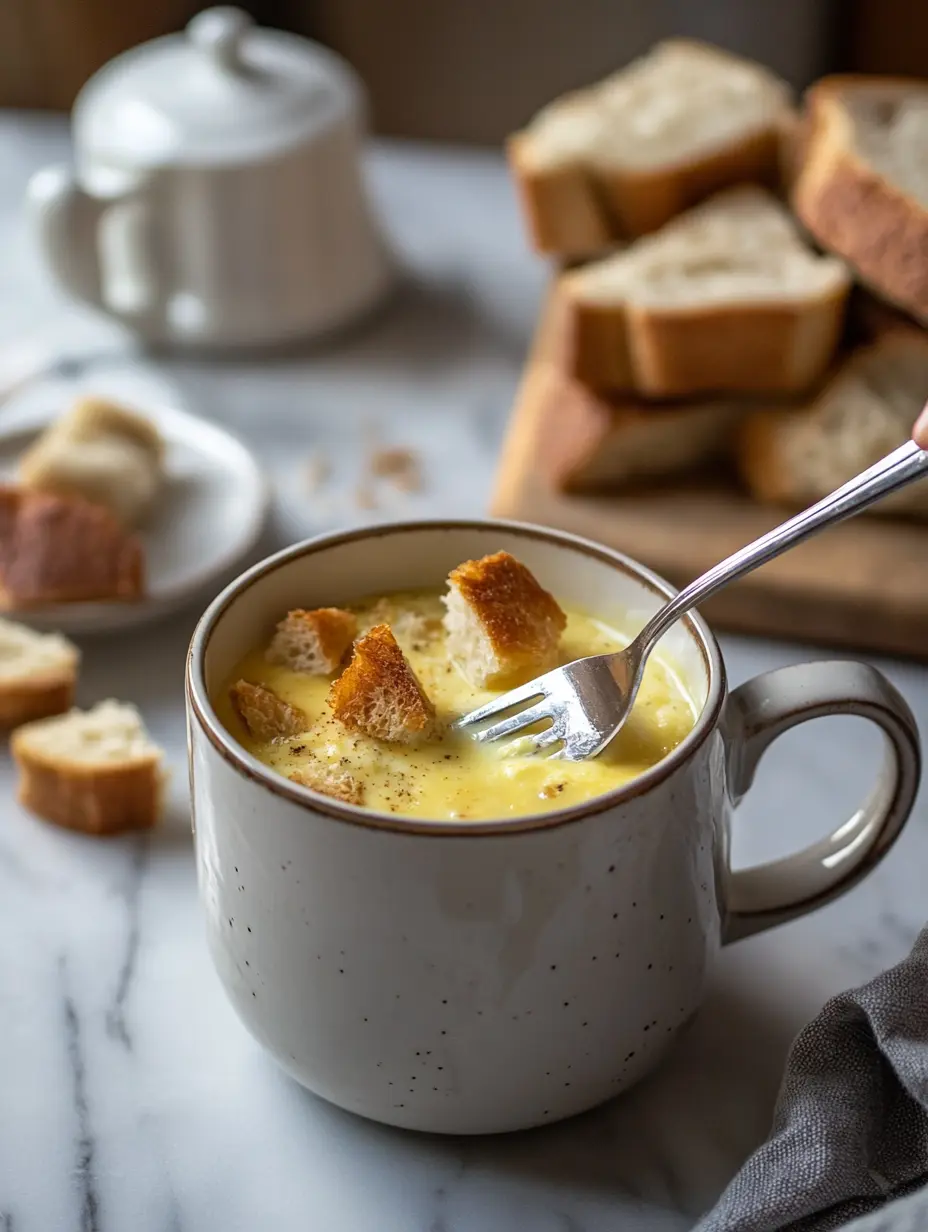 TikTok Egg Toast Mug Hack: The Coziest Breakfast You Can Microwave in Minutes 10 Mixing creamy eggs and bread cubes inside a mug