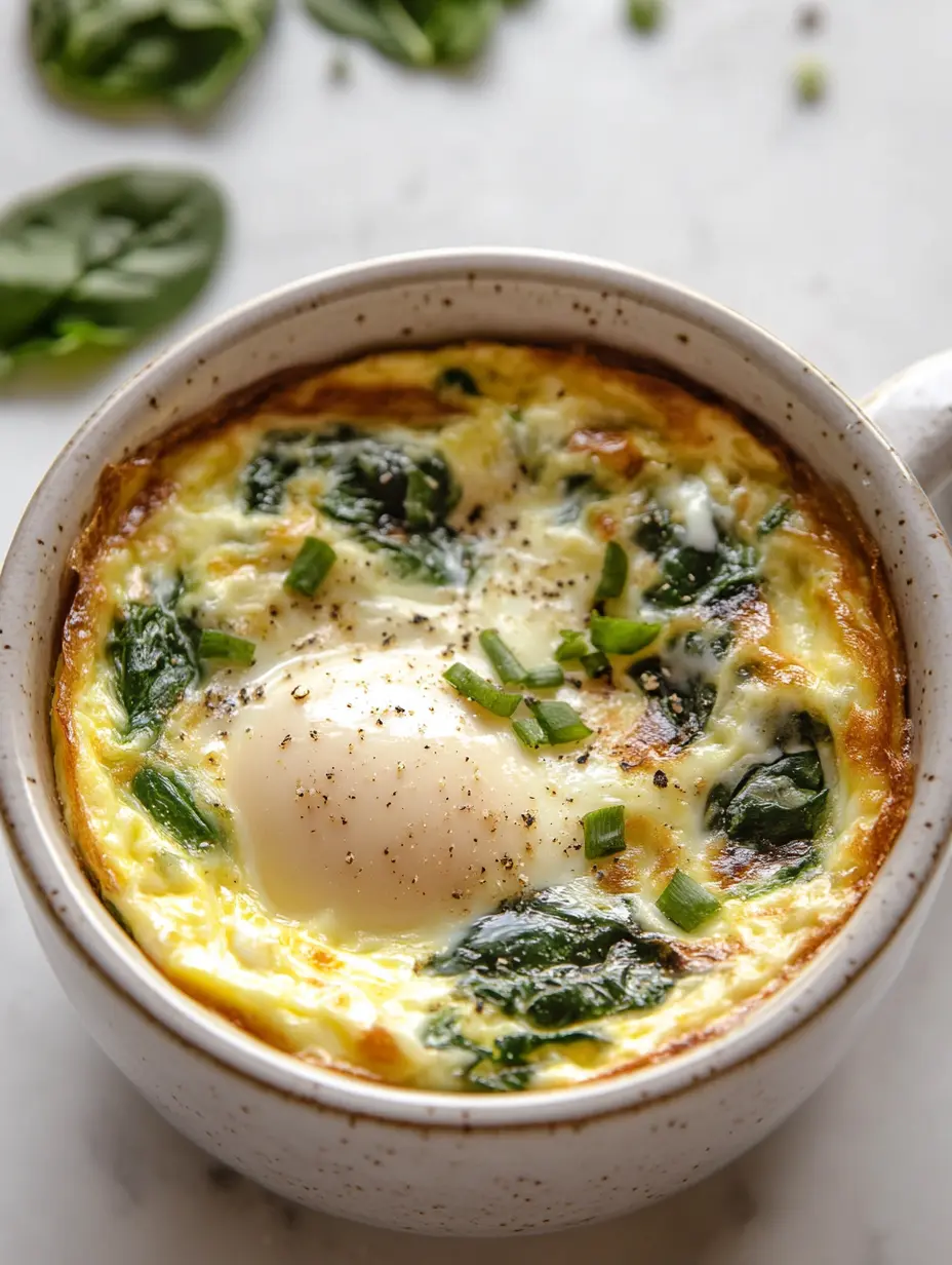 Close-up of Greek Yogurt Mug Frittata with green onions
