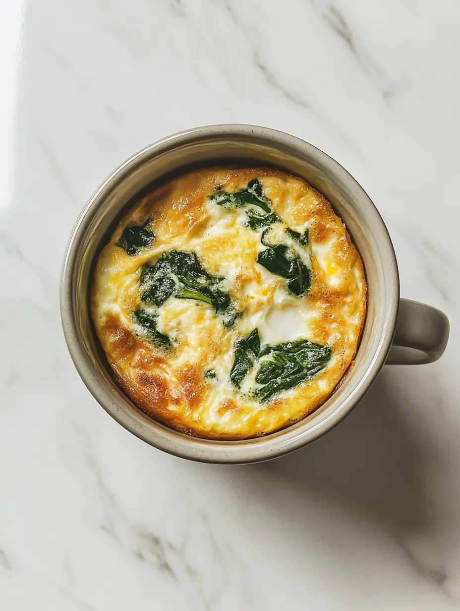 Greek Yogurt Mug Frittata – The Cozy, Protein-Packed Breakfast You Can Microwave in Minutes 10 Greek Yogurt Mug Frittata with spinach top view